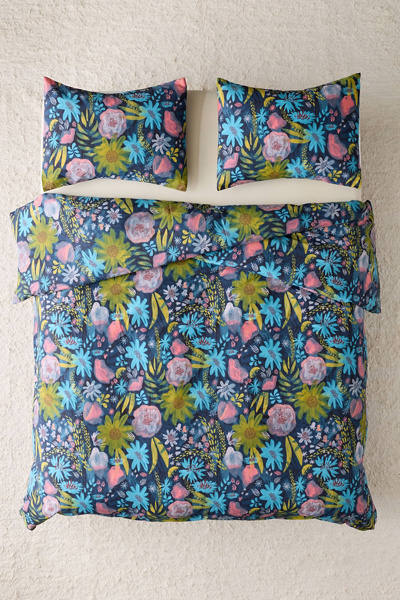 Twilight Flora Brushed Cotton Duvet Cover Set