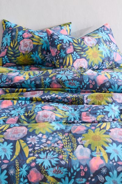 Twilight Flora Brushed Cotton Duvet Cover Set