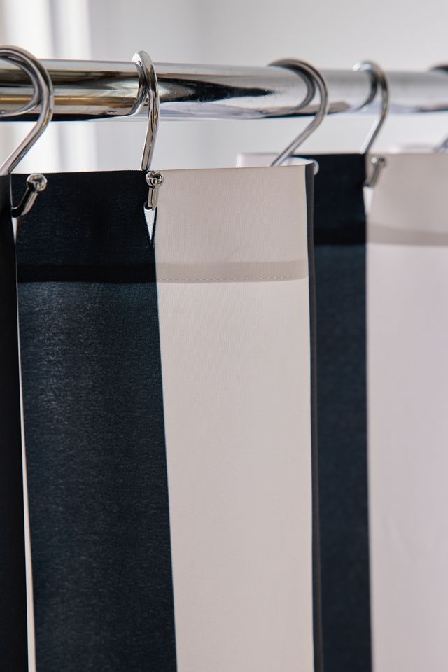 Black & Alabaster Striped Patterned Shower Curtain #2