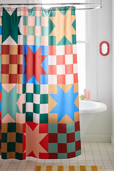 Quilt Star Patterned Shower Curtain