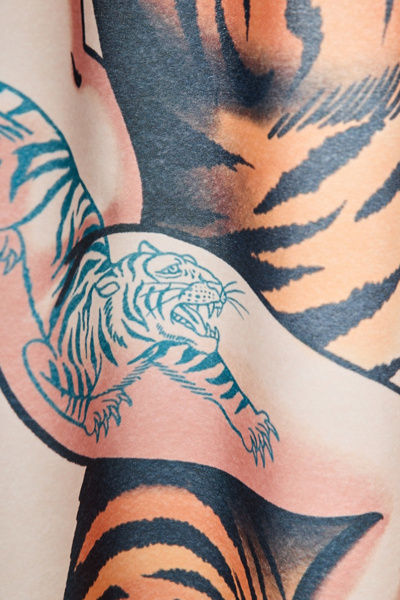 Amazona Tattooed Printed Shower Curtain