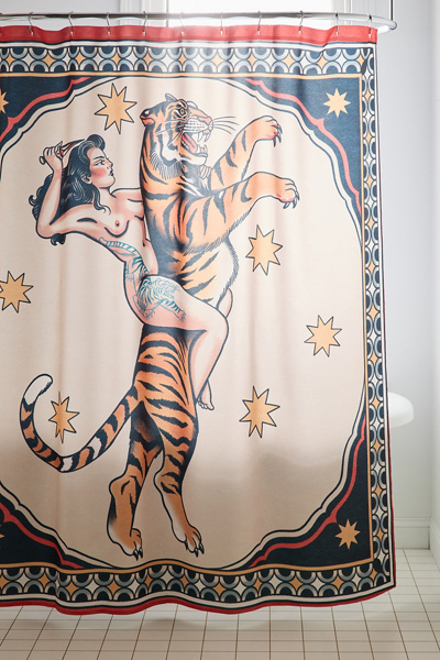 Amazona Tattooed Printed Shower Curtain