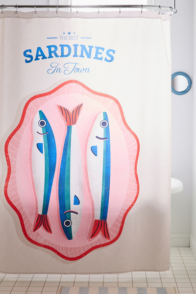 The Best Fish In Town Sardine Printed Shower Curtain