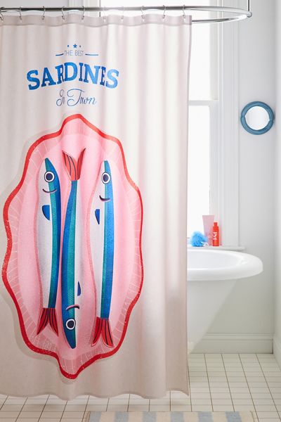 The Best Fish In Town Sardine Printed Shower Curtain