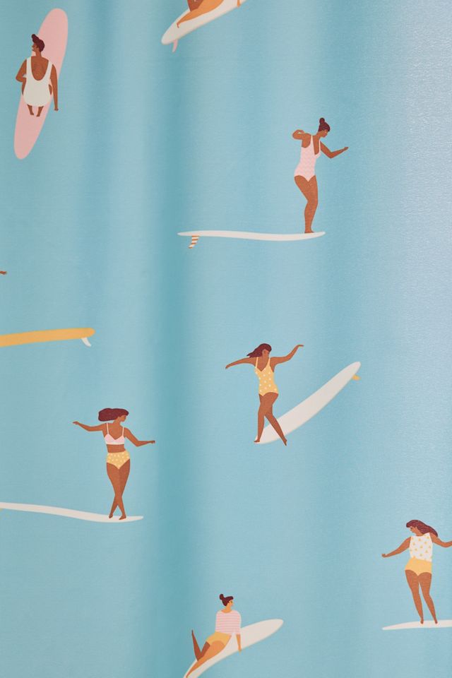 Surf Girls Patterned Shower Curtain #1