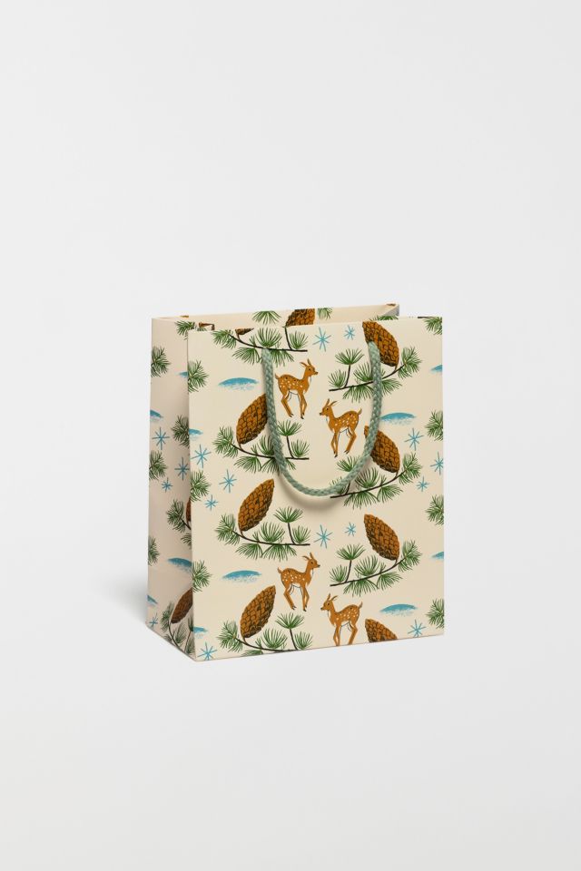Red Cap Deer and Pine Cones Gift Bag #2