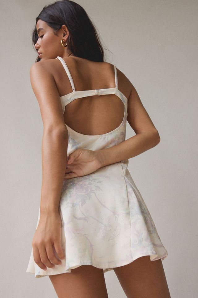Liv Satin Fit-And-Flare Keyhole Open Back Mini Dress #1