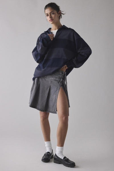Ginny Double Buckle-Front Pleated Knee-Length Skirt | Urban Outfitters