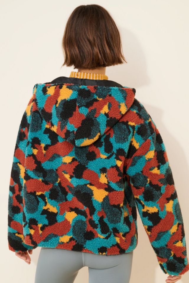 Daisy Street Printed Borg Pull On Over Fleece Jacket #1