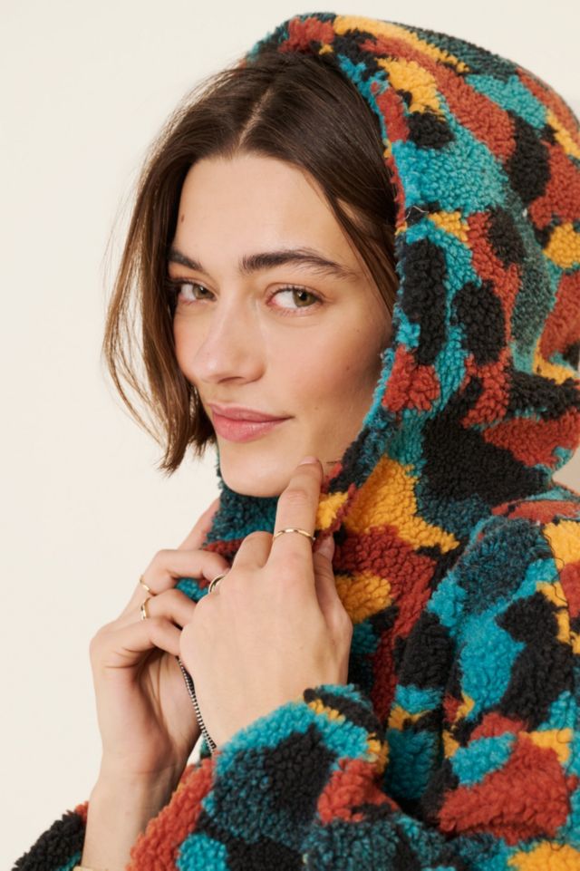 Daisy Street Printed Borg Pull On Over Fleece Jacket #2