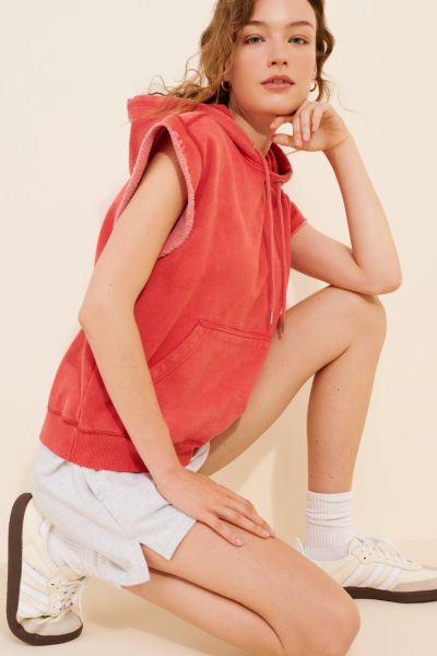 BDG Men's Bonfire Cutoff Cropped Hoodie Sweatshirt