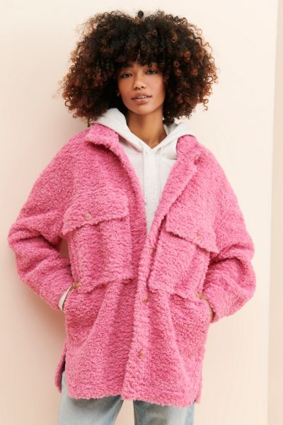 English Factory Oversized Fuzzy Shirt Jacket