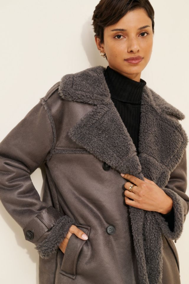 Steve Madden Eiffel Vegan Suede Longline Coat #2