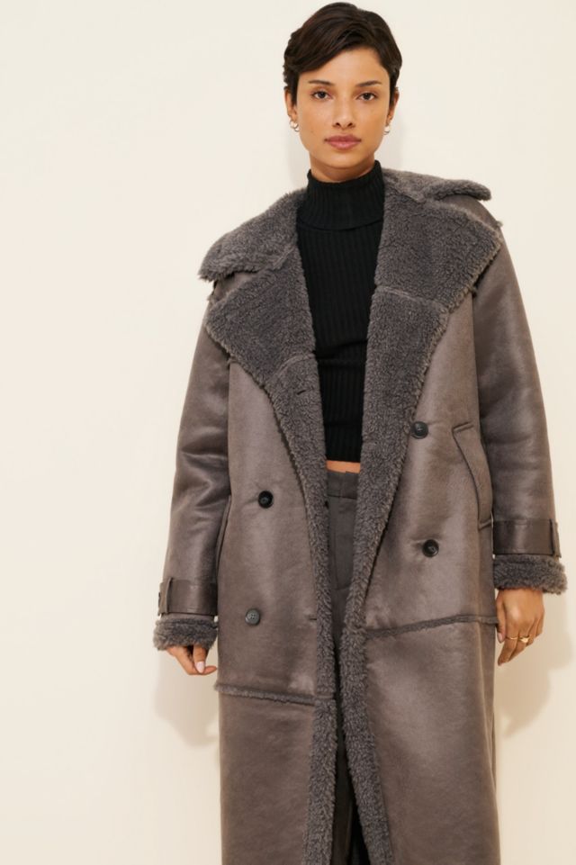 Steve Madden Eiffel Vegan Suede Longline Coat #3