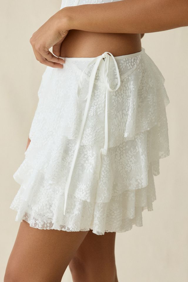 ASTR The Label Madeleine Asymmetric Lace Ruffle Mini Skort #1