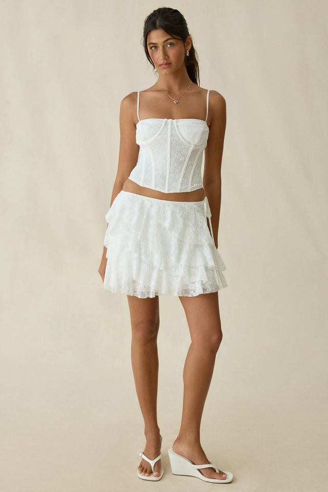 ASTR The Label Madeleine Asymmetric Lace Ruffle Mini Skort #2