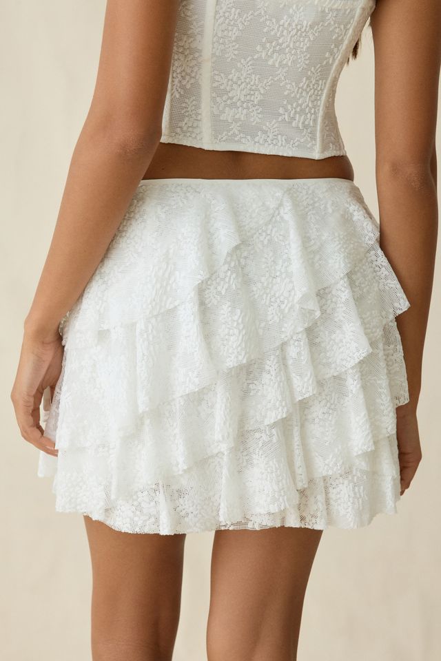 ASTR The Label Madeleine Asymmetric Lace Ruffle Mini Skort #3