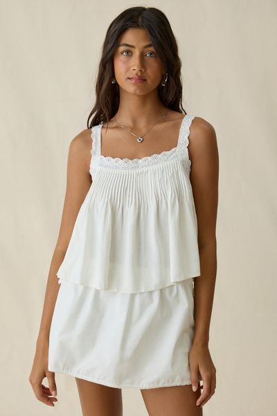 En Saison Lucy Lace Trim Trapeze Tank Top | Urban Outfitters