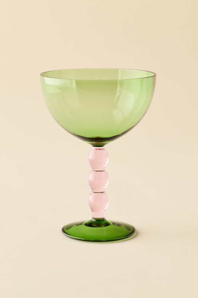 Beaded Stem Duo-Tone Coupe Cocktail Glass #1