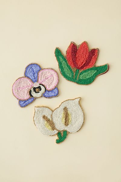 Ensemble de sous-verres perlés en forme de fleur