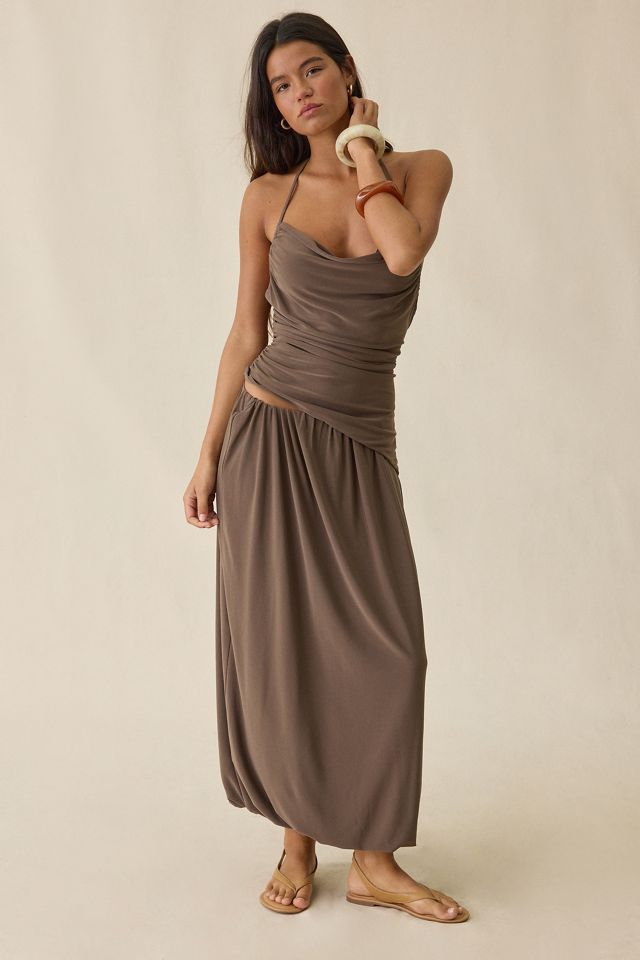 ASTR The Label Savannah Asymmetric Cowl Neck Halter Top #1
