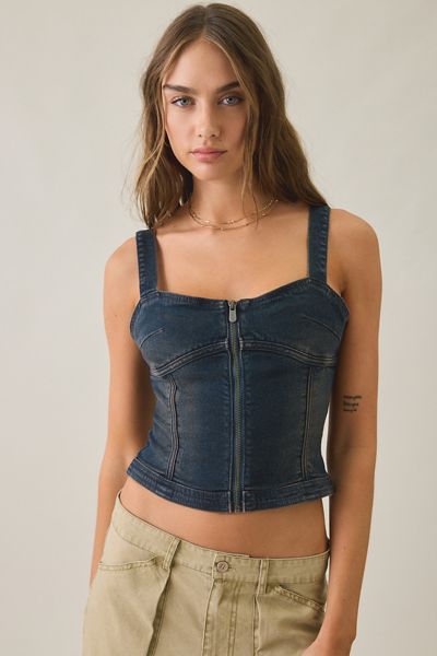 Abrand Bowie Denim Bustier Top