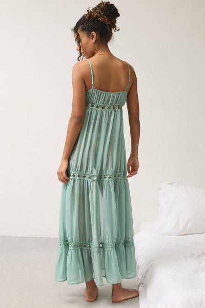 Out From Under Swept Away Split-Front Flyaway Sheer Chiffon Slip