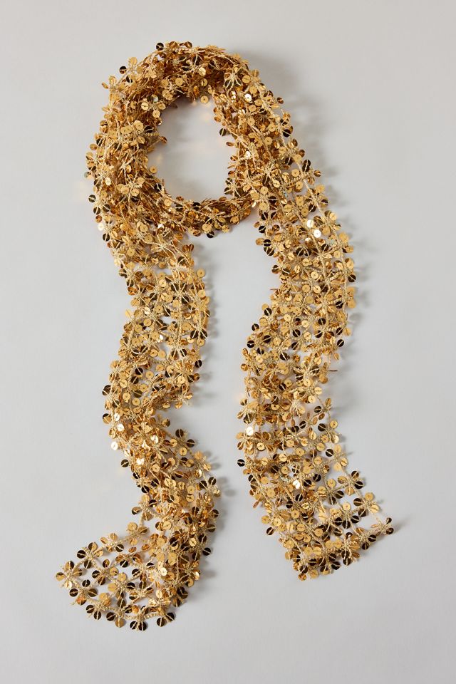 Sequin Net Skinny Wrap Scarf #2