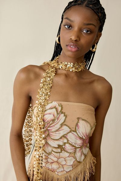 Sequin Net Skinny Wrap Scarf