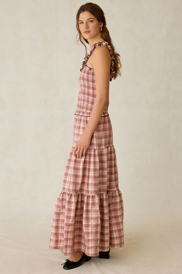 Robe longue froncée à carreaux rosés Ivy Daisy Street #2
