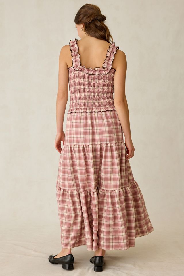 Robe longue froncée à carreaux rosés Ivy Daisy Street #3