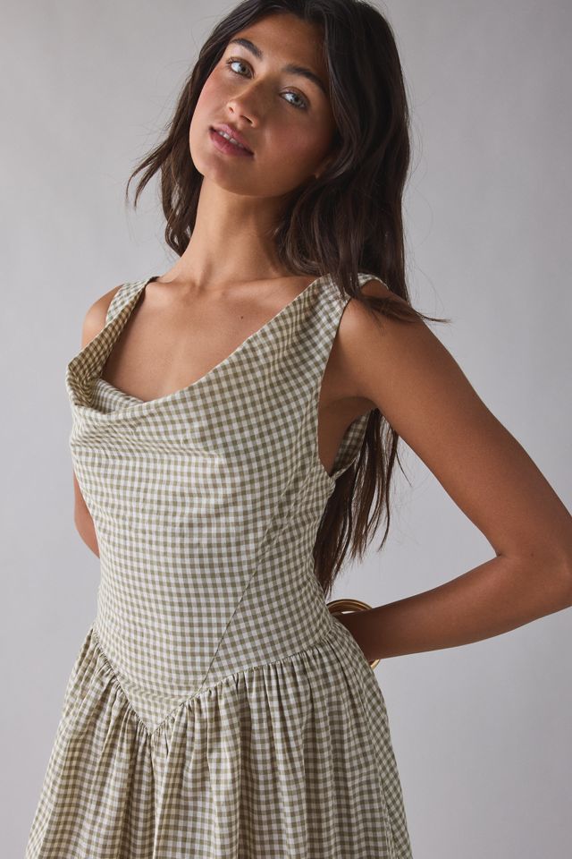 Daisy Street Cammie Cowl Neck Corset Midi Dress | Urban Outfitters