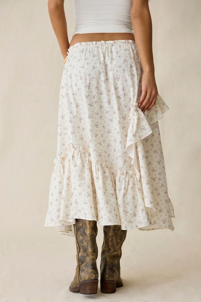 Jupe midi asymétrique à volants étagés Daisy Street Darling à motif floral ditsy #3