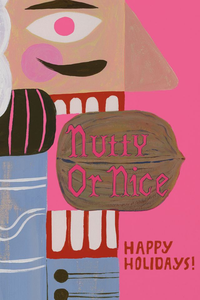 Red Cap Nutty or Nice Holiday Greeting Card #1