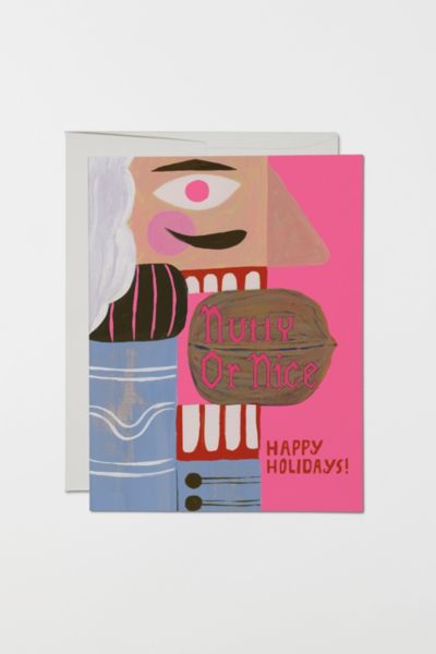 Red Cap Nutty or Nice Holiday Greeting Card