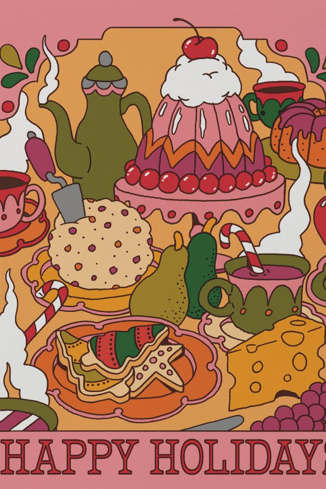 Red Cap Happy Holidays Feast Greeting Card #1