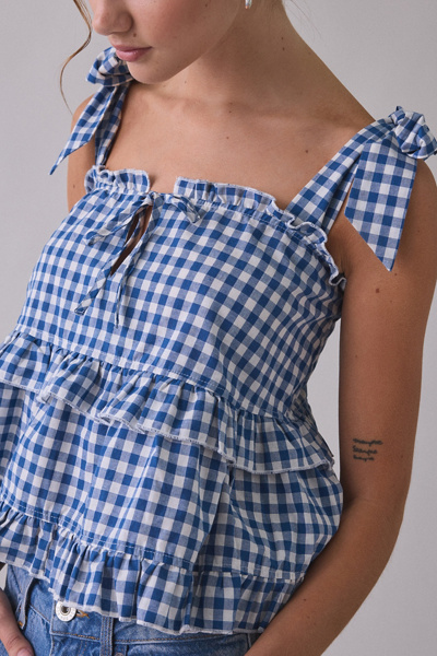 Daisy Street Keepsake Tie-Strap Ruffle Babydoll Top