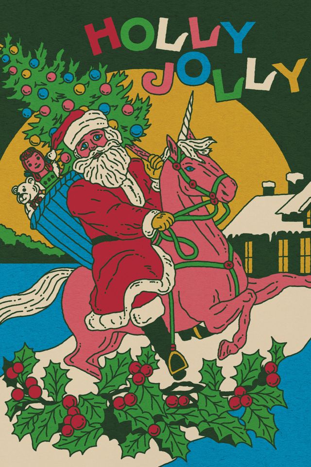 Red Cap Santa's Magic Holiday Greeting Card #1