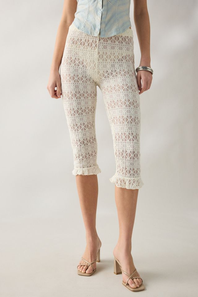 Daisy Street Buttermilk Sheer Lace Capri Pants #2