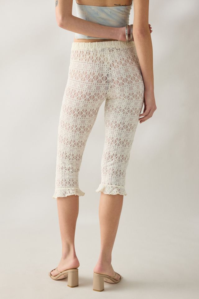 Daisy Street Buttermilk Sheer Lace Capri Pants #3