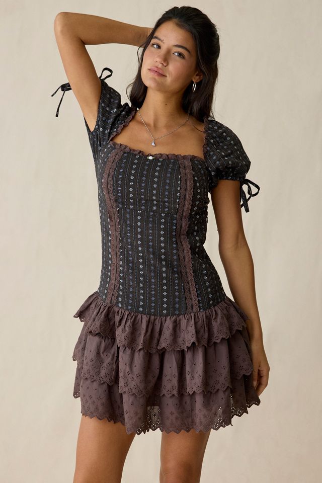 Daisy Street Orchard Drop Waist Ruffle Mini Dress #2