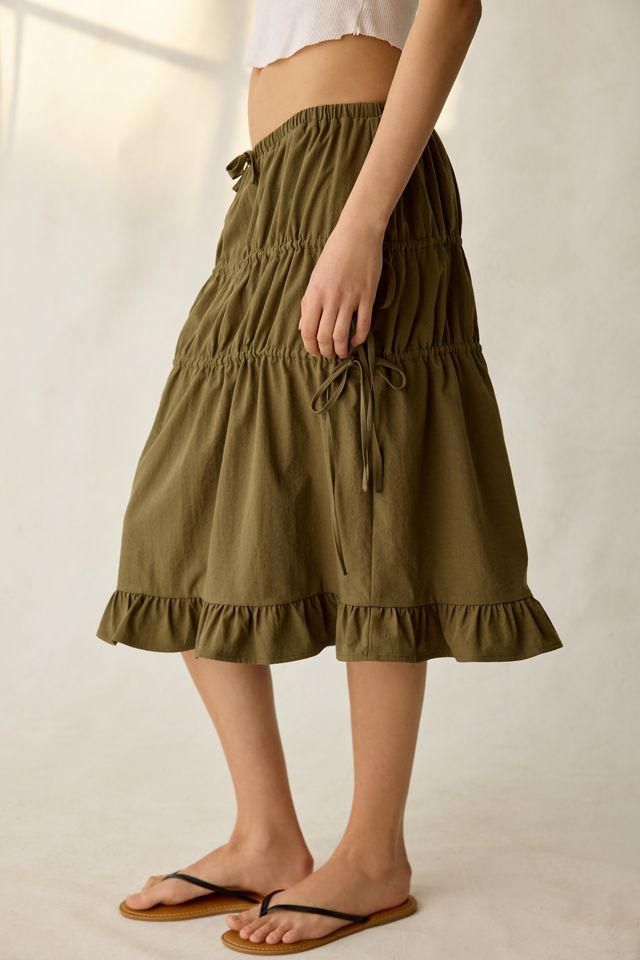 Daisy Street Ruched Side-Tie Midi Skirt #2