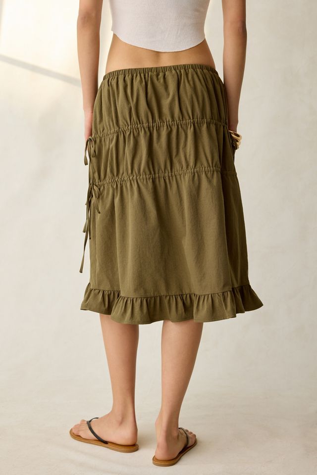 Daisy Street Ruched Side-Tie Midi Skirt #3