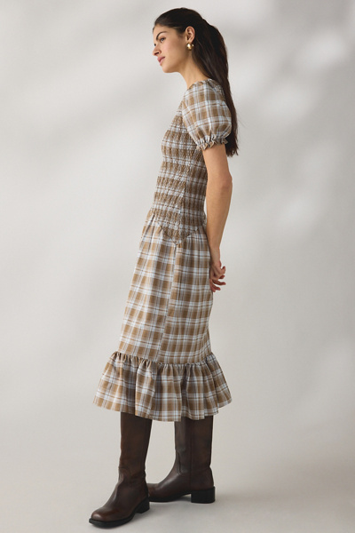 Daisy Street Nectar Puff Sleeve Smocked Midi Dress