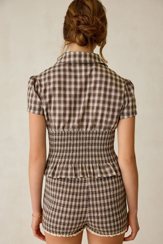 Daisy Street Honey Smocked Short Sleeve Button-Down Top #2