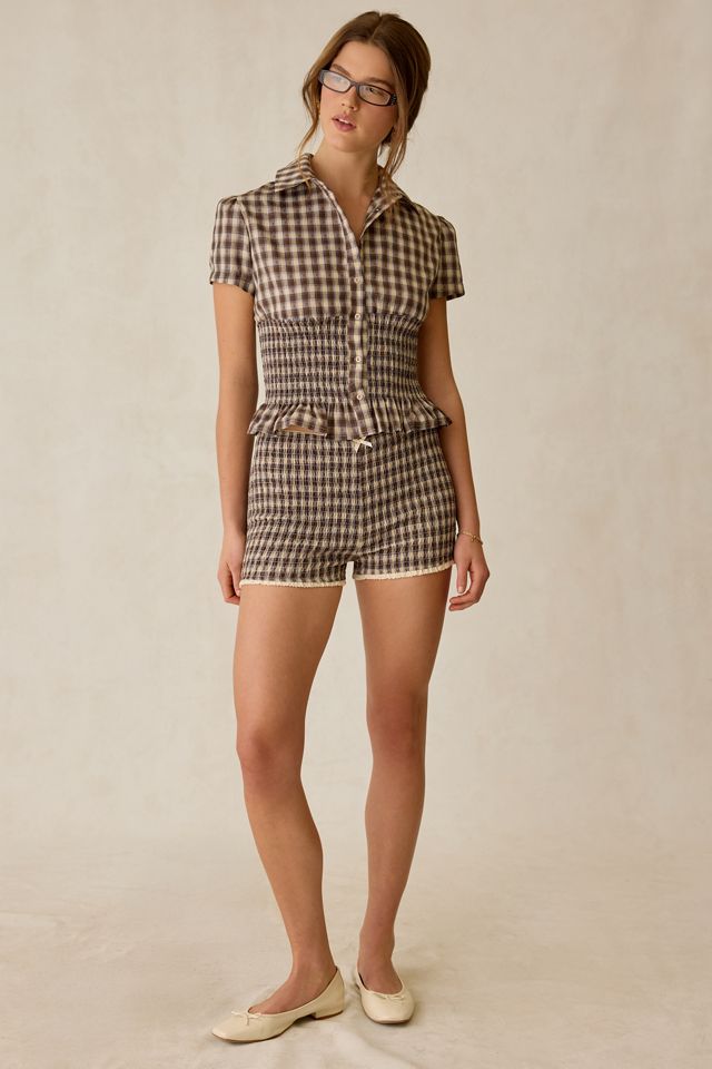 Daisy Street Honey Smocked Short Sleeve Button-Down Top #3