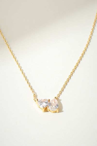 The M Jewelers Clear Heart Pear Necklace In Gold, Women's At Urban Outfitters In Gold