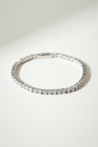 The M Jewelers Medium Essential Tennis Bracelet In Silver, Women's At Urban Outfitters In Metallic