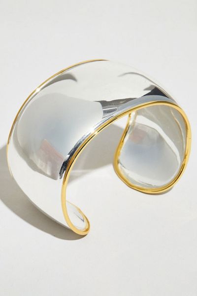 The M Jewelers Two Tone Wide Cuff In Silver, Women's At Urban Outfitters In Gold