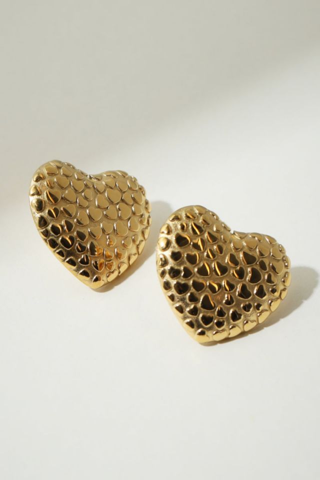 The M Jewelers Textured Heart Earrings #2